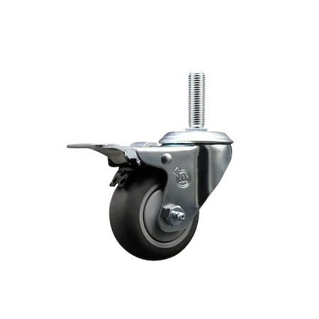 Service Caster 3 Inch Thermoplastic Rubber Wheel Swivel 58 Inch Threaded Stem Caster Total Lock Brake SCC SCC-TSTTL20S314-TPRB-58212